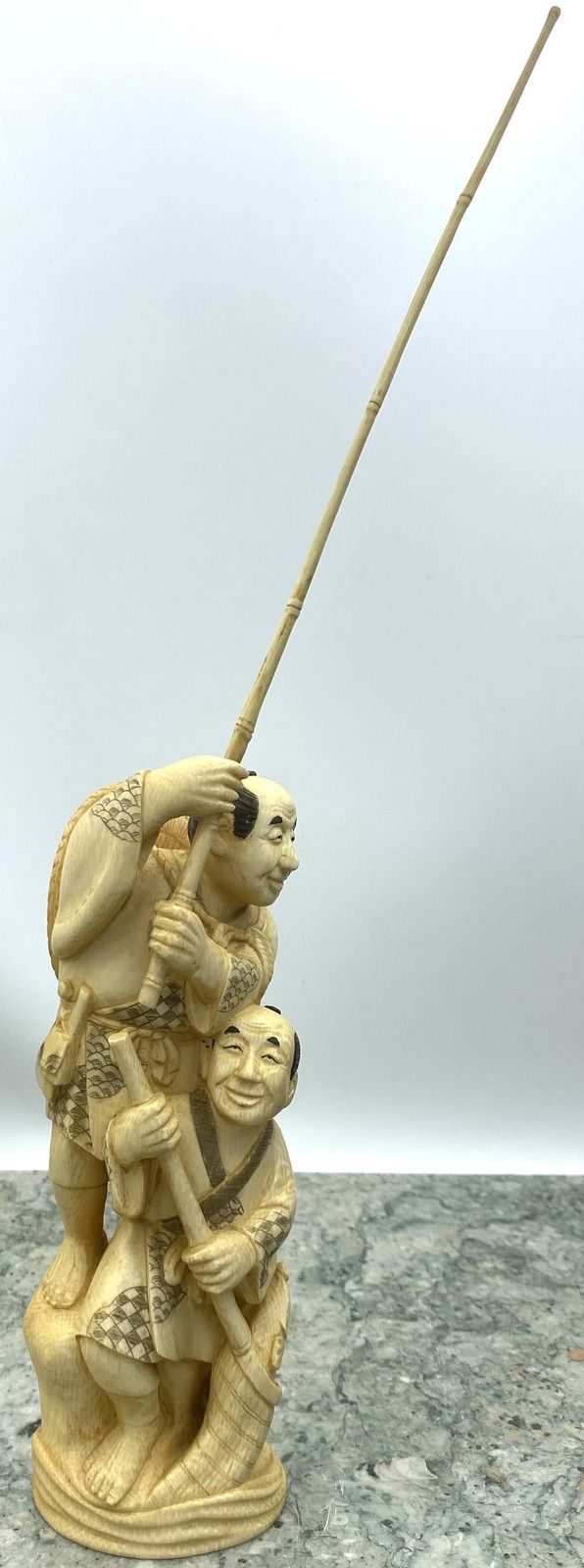 Japanese Carved Ivory Okimono Fishermen Figurine Meiji Era