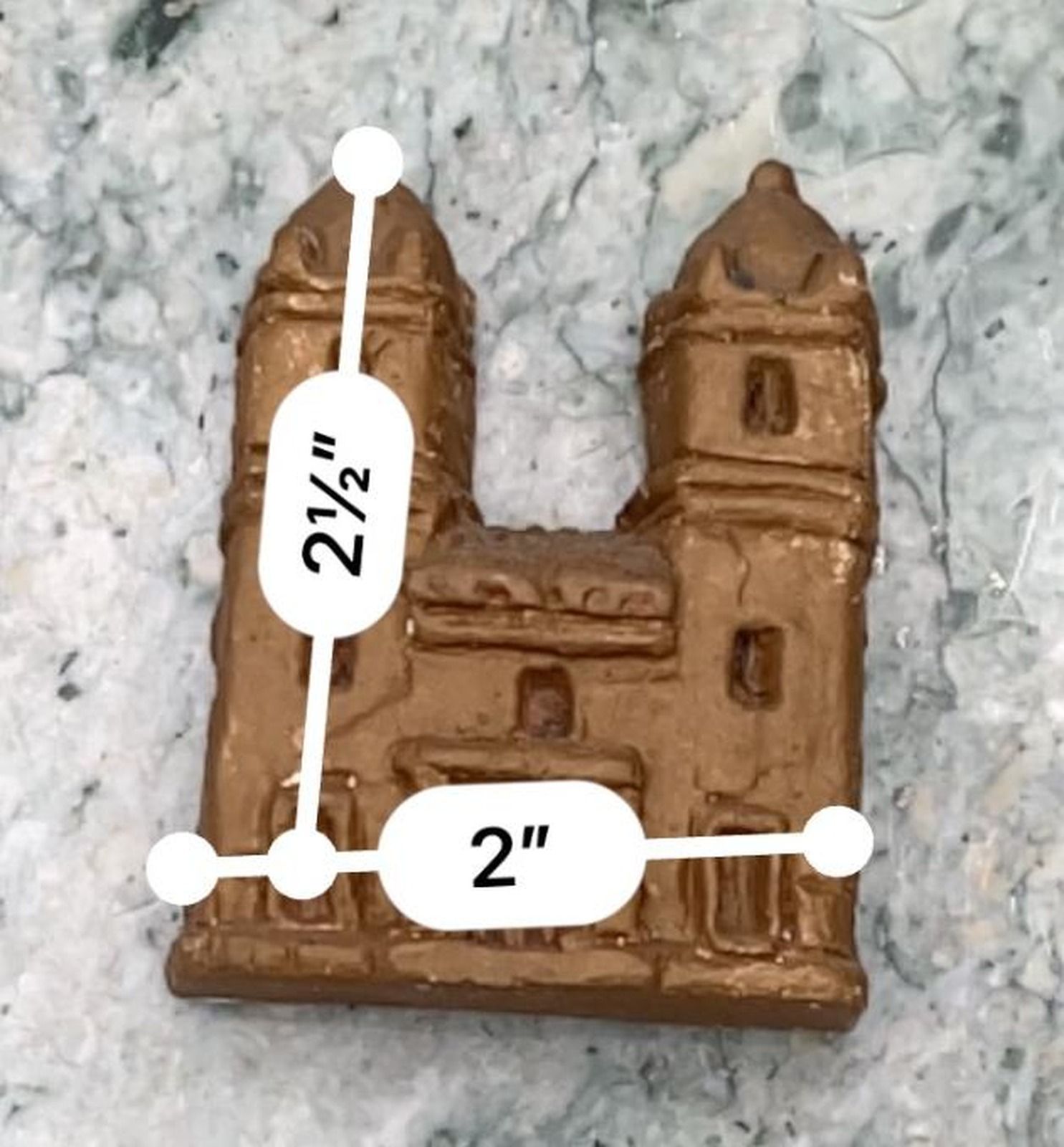 Gold-Painted Clay Cathedral Miniature Souvenir Folk Art 2