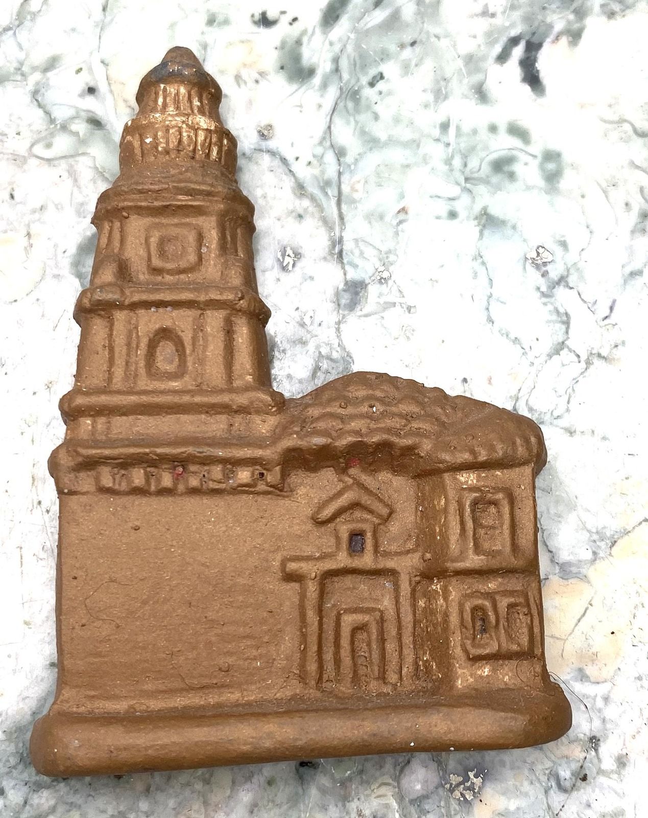 Gold-Painted Clay Relief Sculpture of Indian Temple Architecture 3