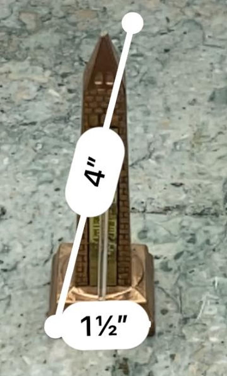 Vintage Copper-Tone Metal Church Steeple Souvenir Thermometer 2