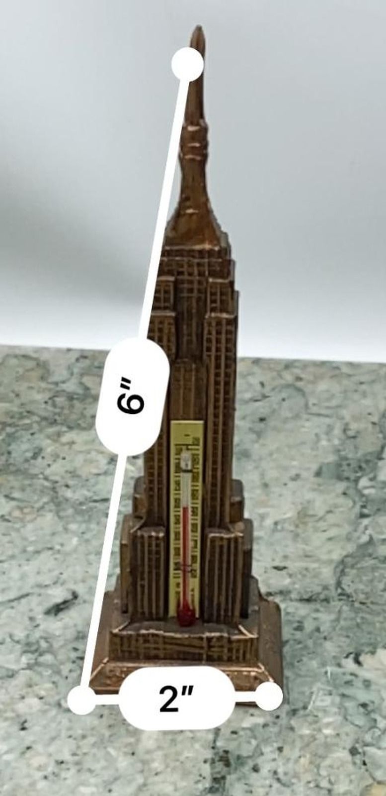 Vintage Copper-Tone Empire State Building Souvenir Thermometer 2