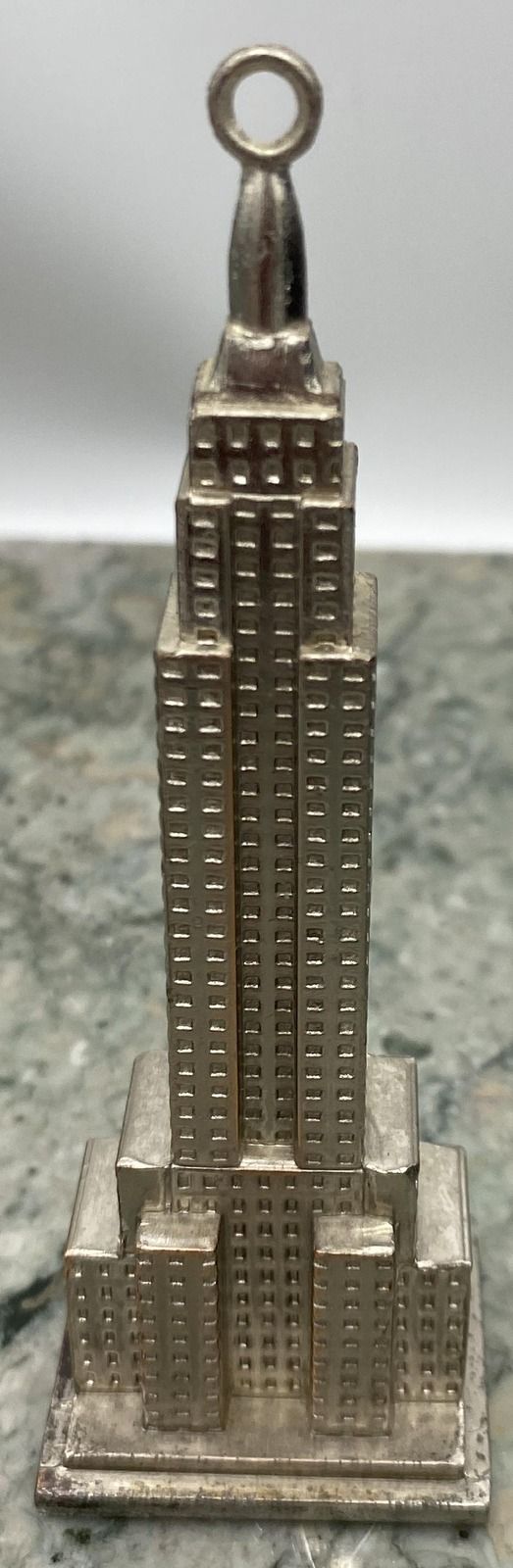 Vintage Metal Empire State Building Souvenir Figurine with Ring Top