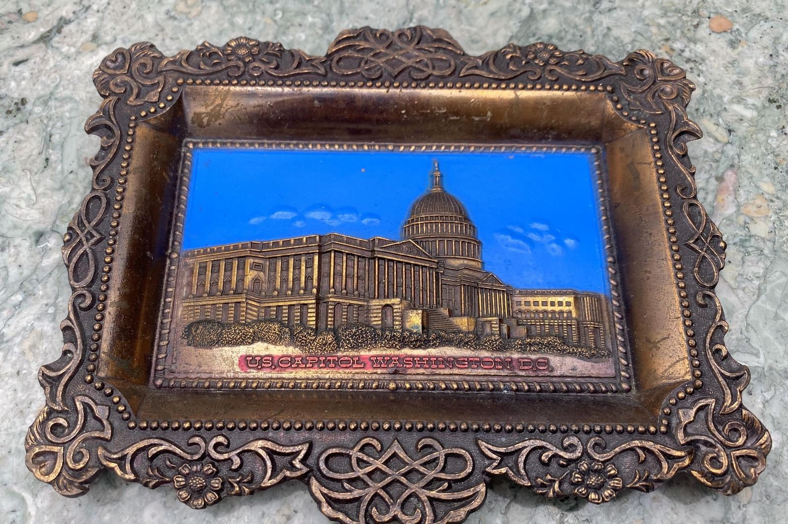 Vintage Copper-Tone US Capitol Washington DC Souvenir Tray