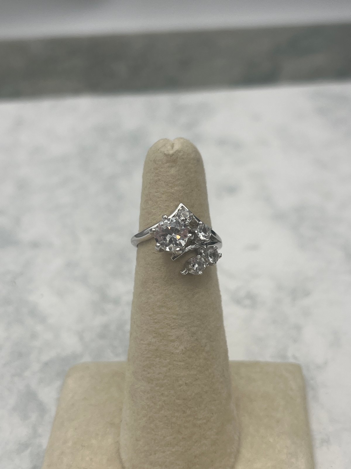 Sterling Silver Multi-Stone Cluster Ring Size 4.75 925