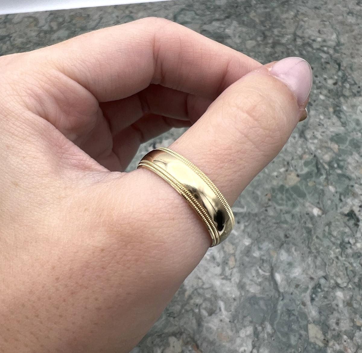 14k Gold Milgrain Edge Wedding Band 3