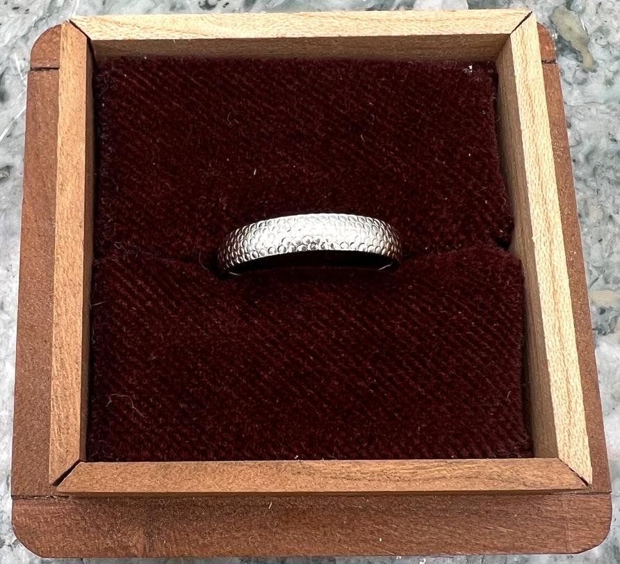 14k Hammered White Gold Band Ring