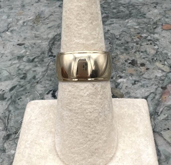 14k Wide Gold Band Ring Polished Finish Contemporary Style 2