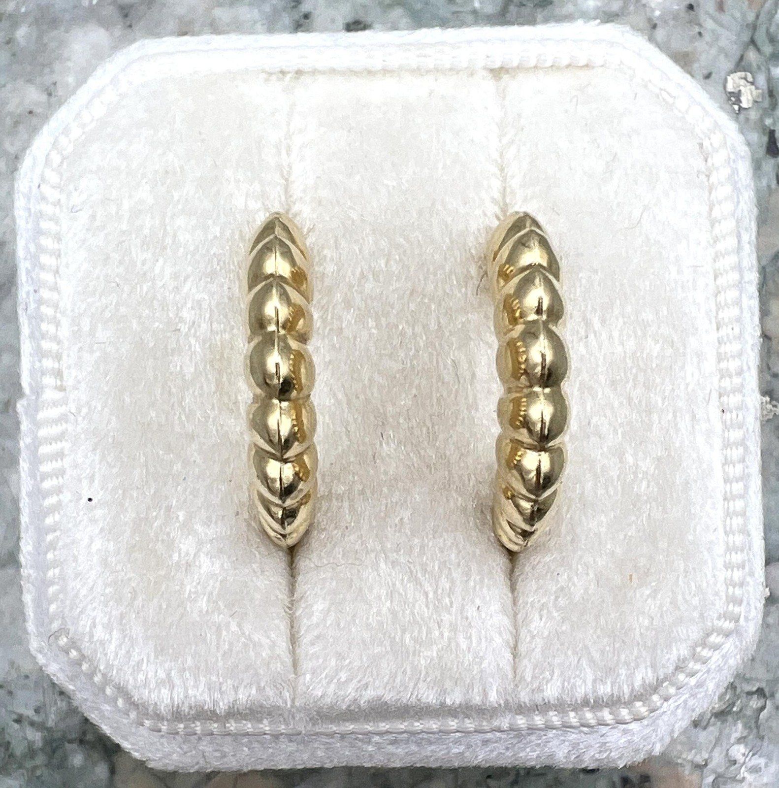 14k Gold Twisted Rope Hoop Earrings Vintage Style 2
