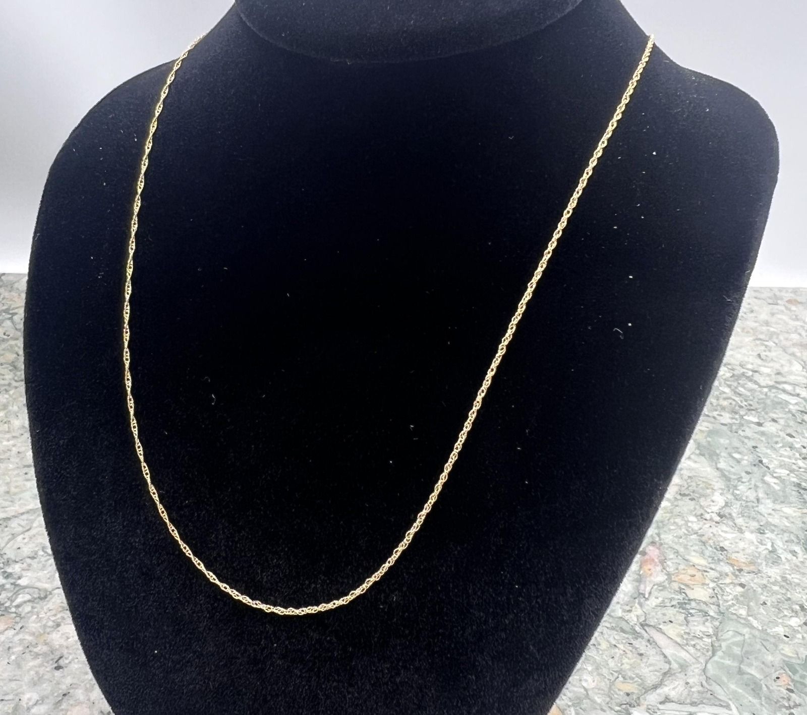 14K Gold Delicate Rope Chain Necklace. 16" Chain. 3