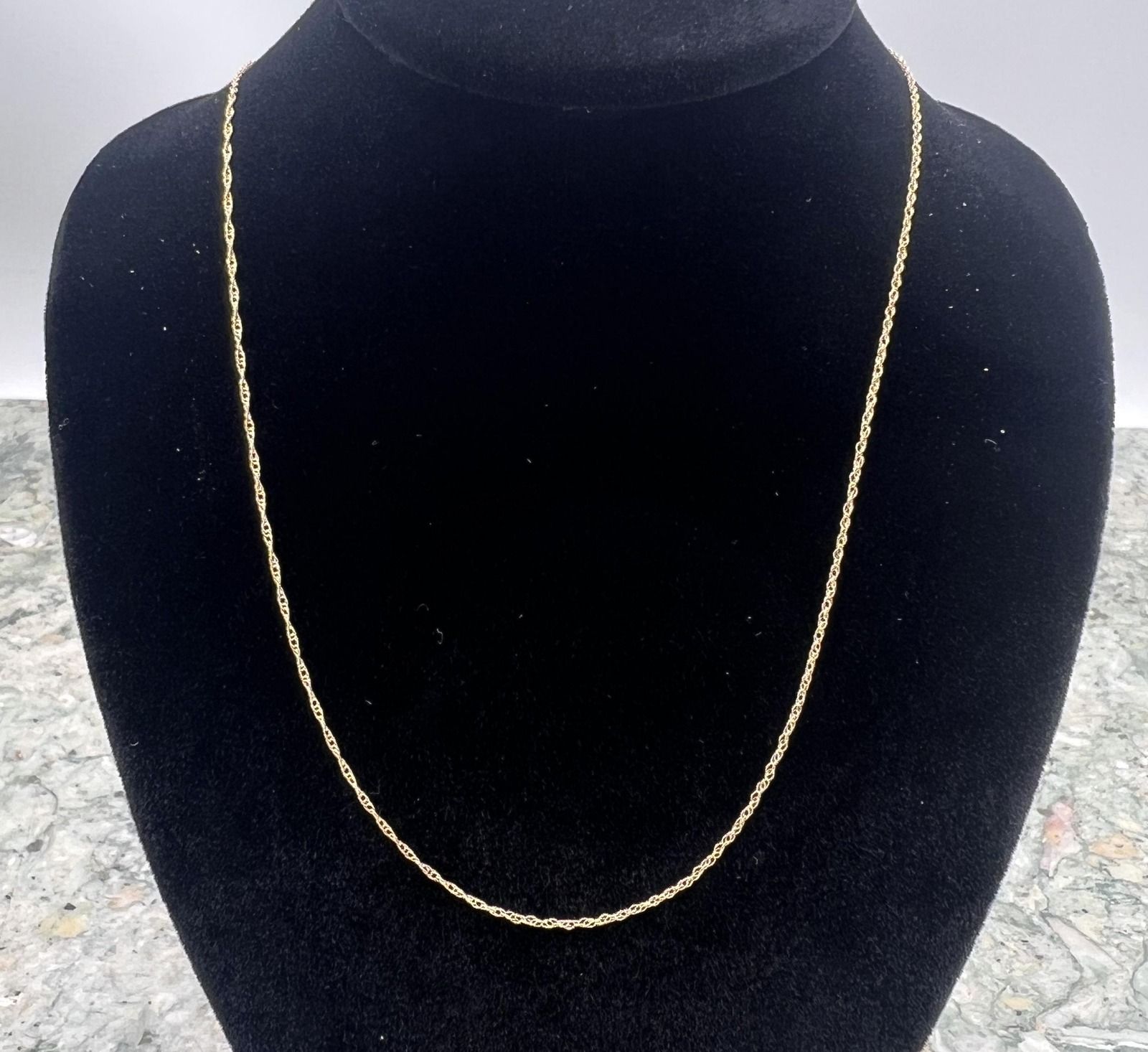 14K Gold Delicate Rope Chain Necklace. 16" Chain.