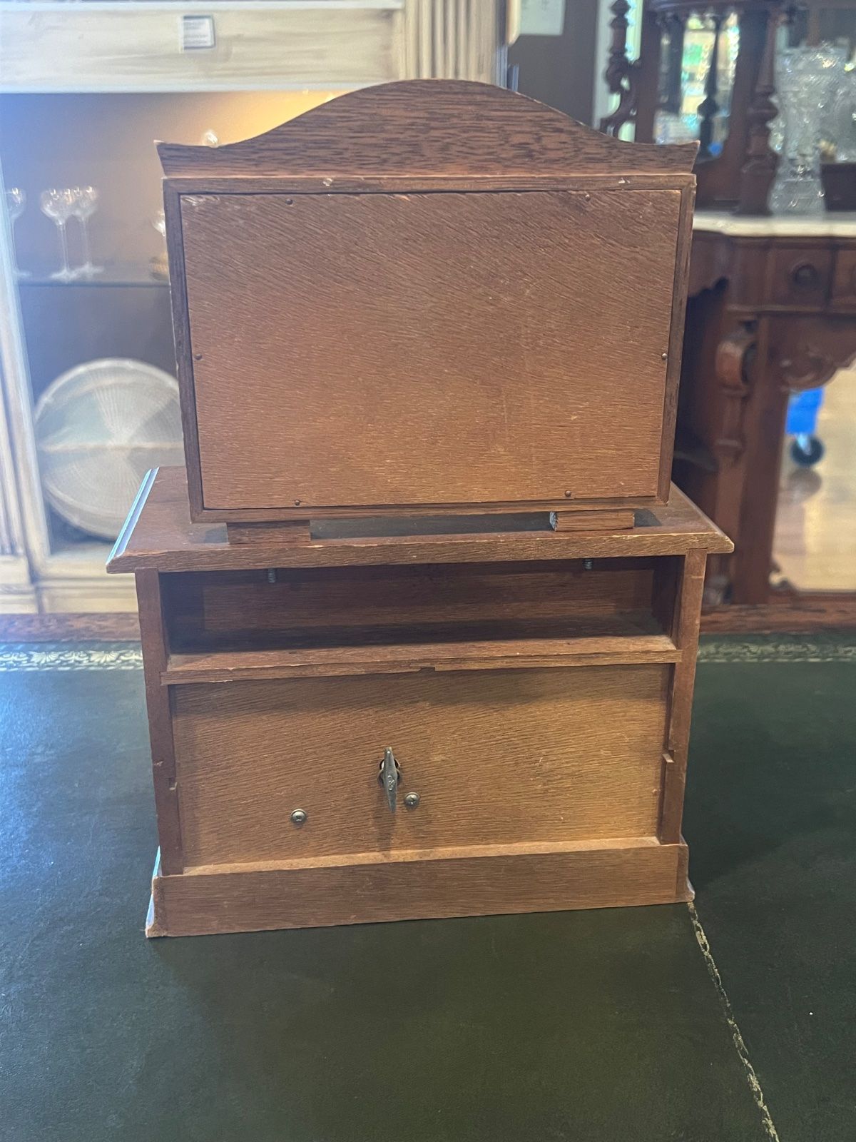 Vintage Wooden Jewelry Box Dresser Chest w/ Mirror 5 Drawer Valet 4