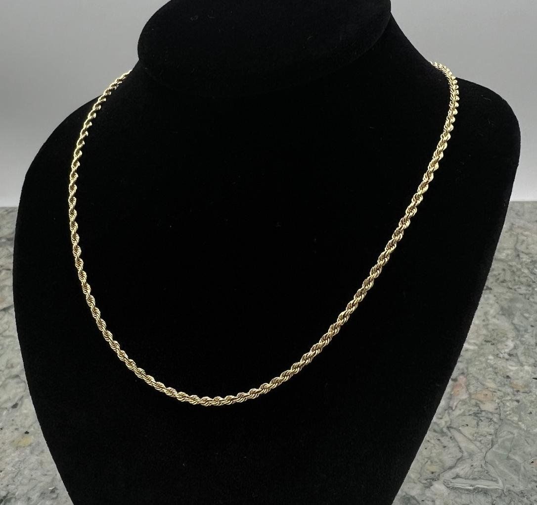 14k Gold Rope Chain Necklace 19" Classic Style 3