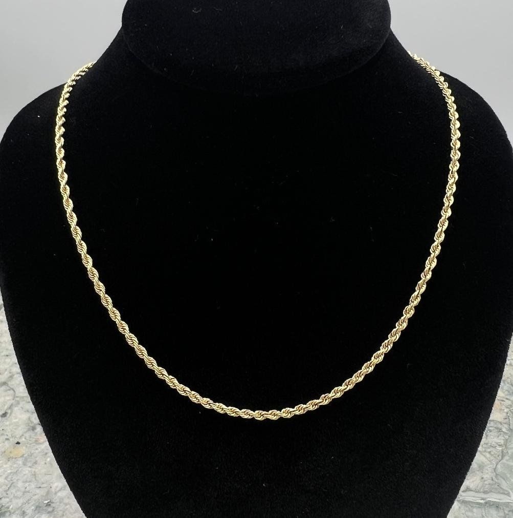 14k Gold Rope Chain Necklace 19" Classic Style