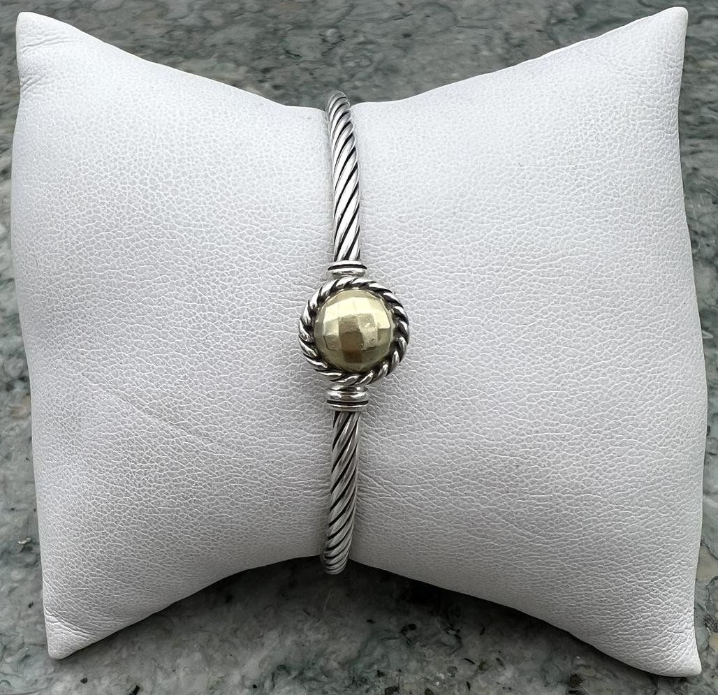David Yurman Chatelaine Bracelet Sterling Silver 18K Gold Dome