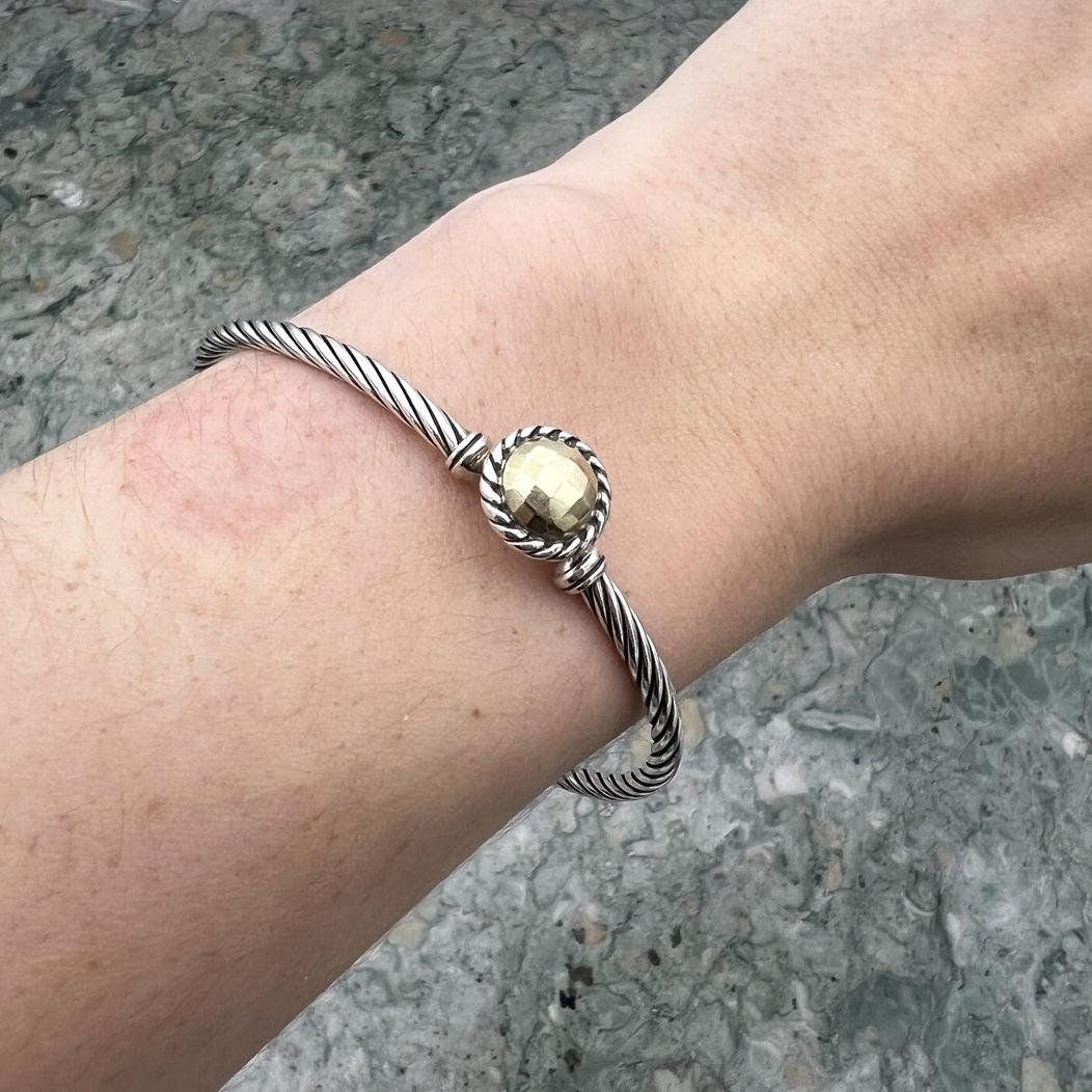 David Yurman Chatelaine Bracelet Sterling Silver 18K Gold Dome 2