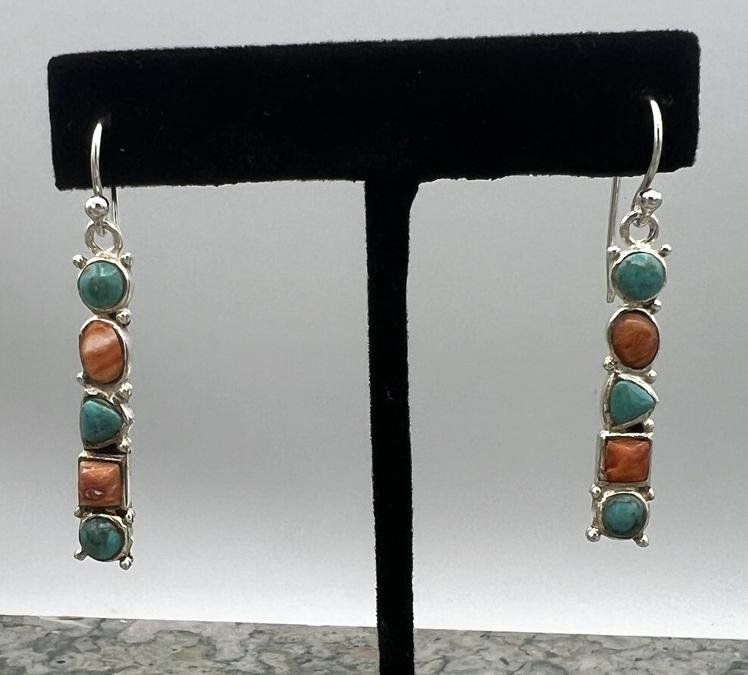 Sterling Silver Dangle Earrings with Turquoise 2