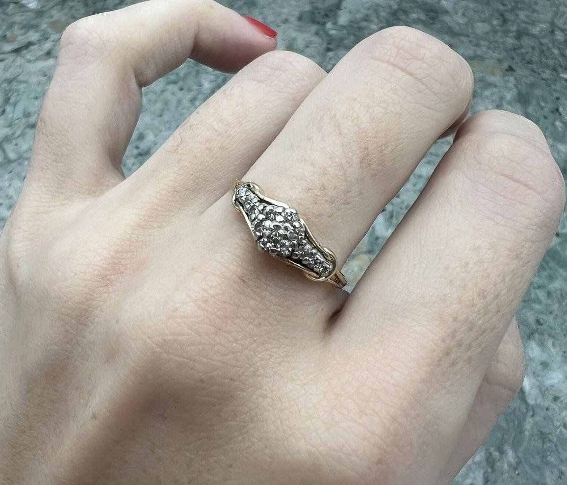 14k Vintage Gold Diamond Cluster Ring 3