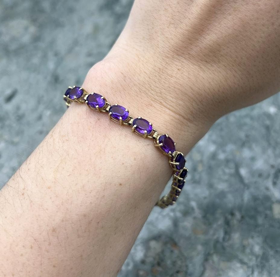 10k Gold Amethyst Tennis Bracelet Oval Cut 2