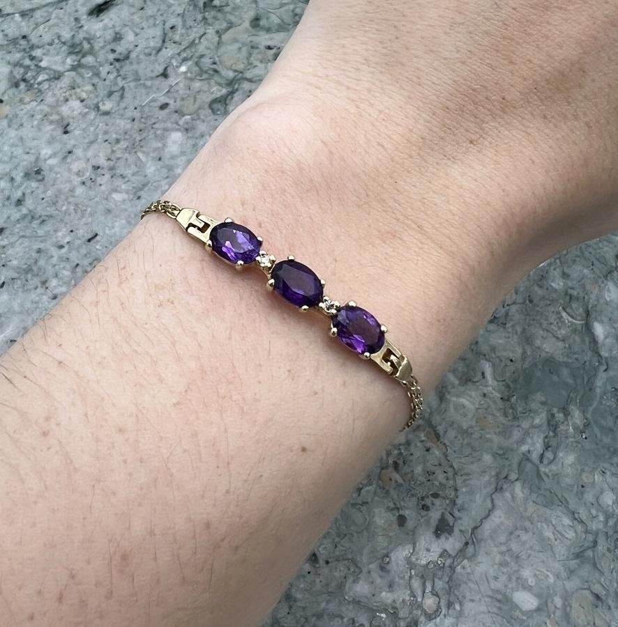 14K Gold Amethyst & Diamond Bracelet 2