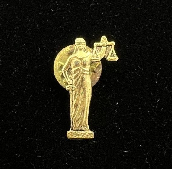Gold-Tone Lady Justice Scales Lapel Pin Brooch Legal Symbol