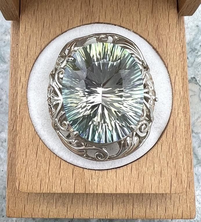 Sterling Silver Mystic Topaz Cocktail Ring Filigree Setting. sz 6