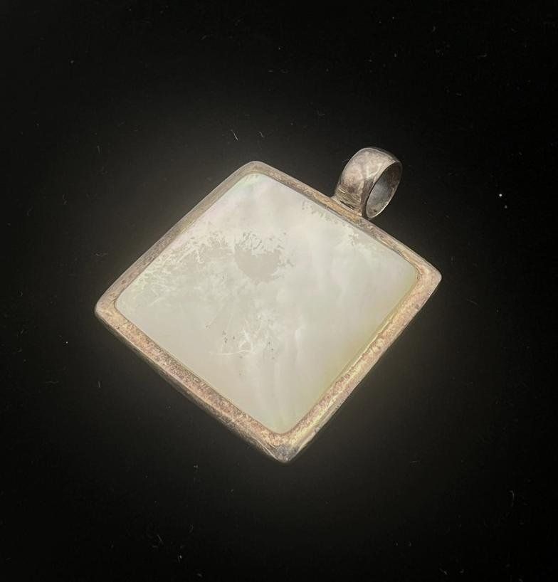 Sterling Silver Square Pendant with Mother of Pearl Inlay 2
