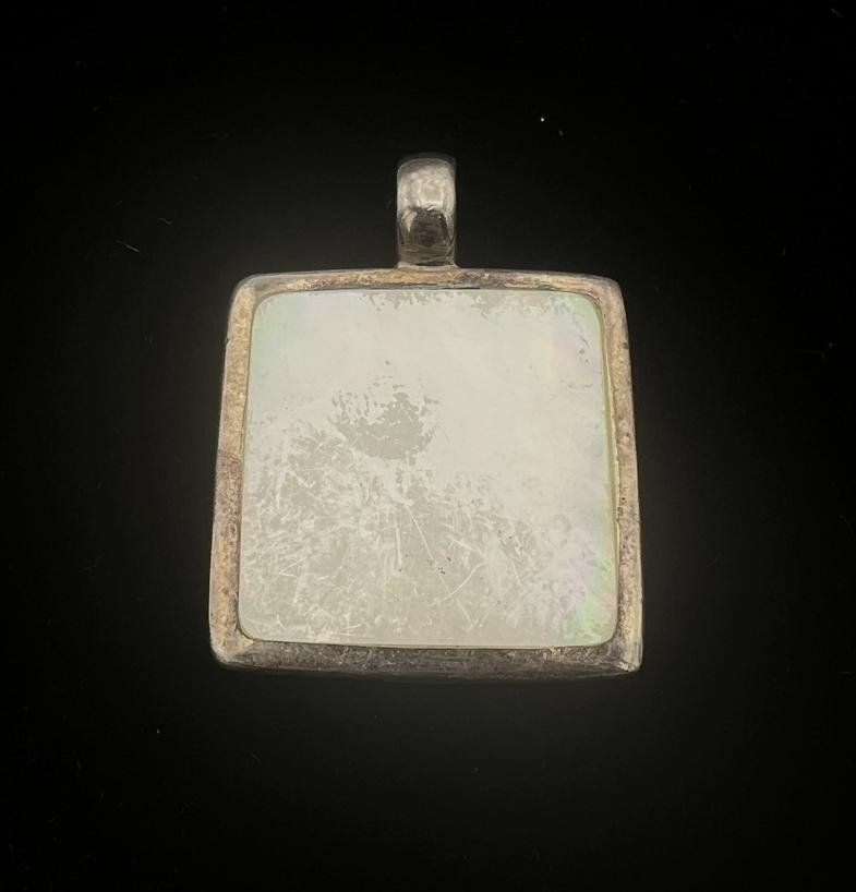 Sterling Silver Square Pendant with Mother of Pearl Inlay