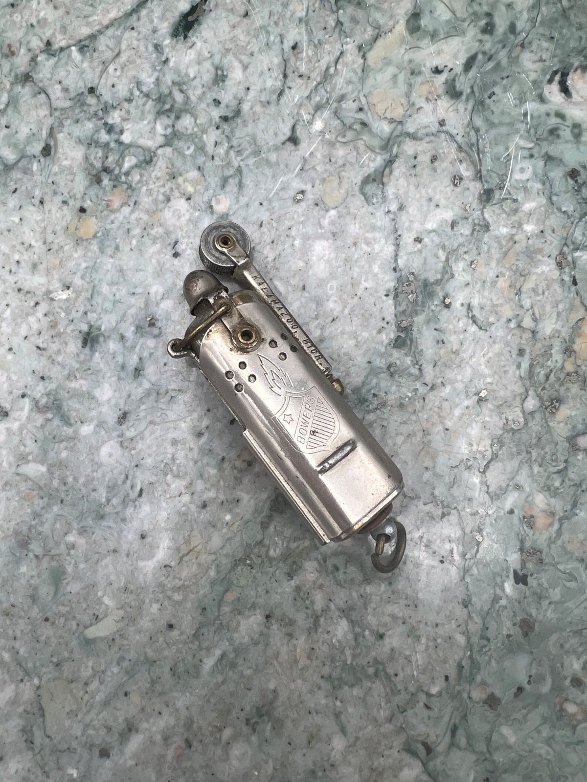 Vintage Bowers Mfg Co Trench Lighter with Shield Emblem WWII Era 2