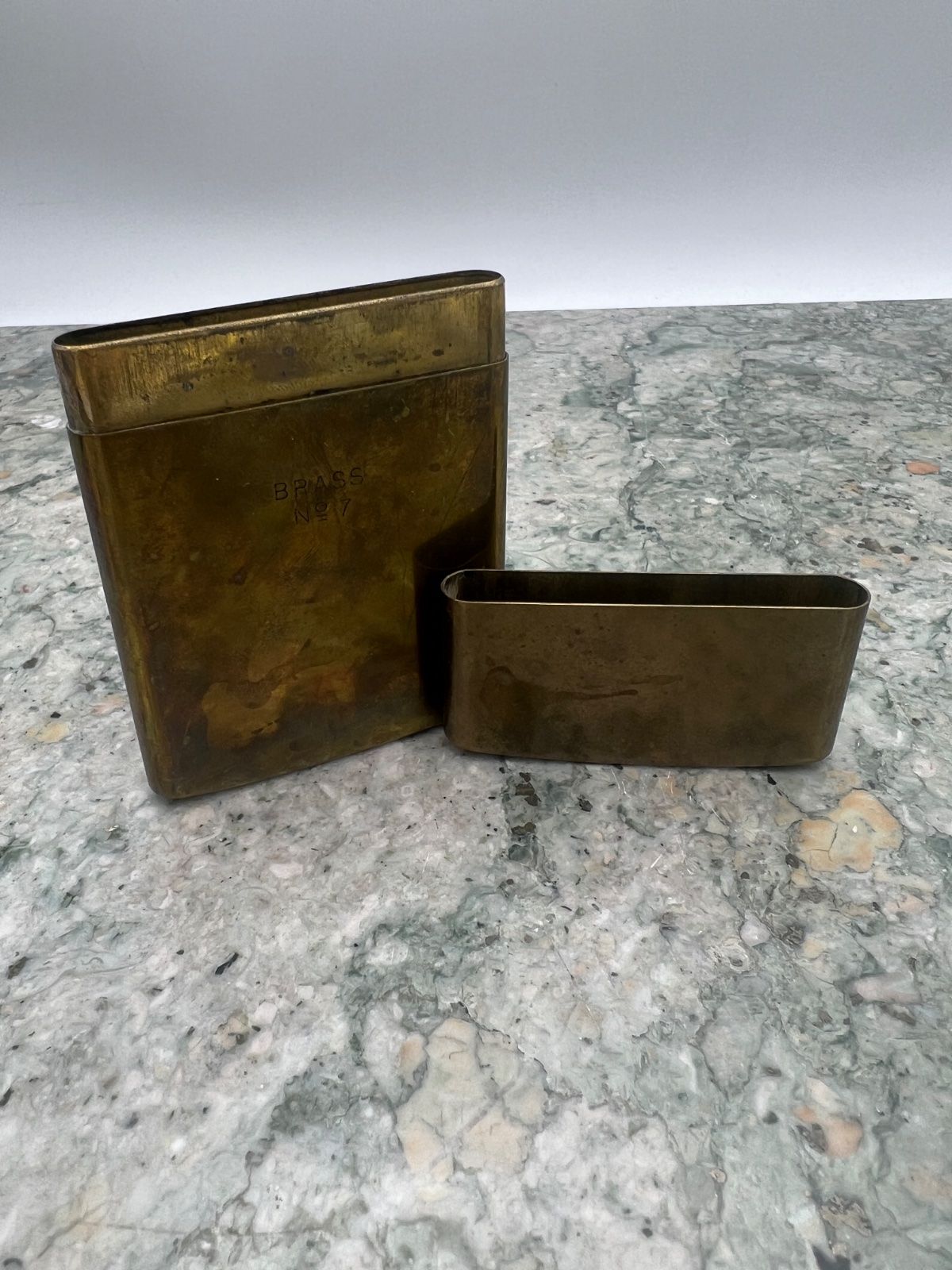 Vintage Brass Cigarette Case or Card Holder with Patina 3