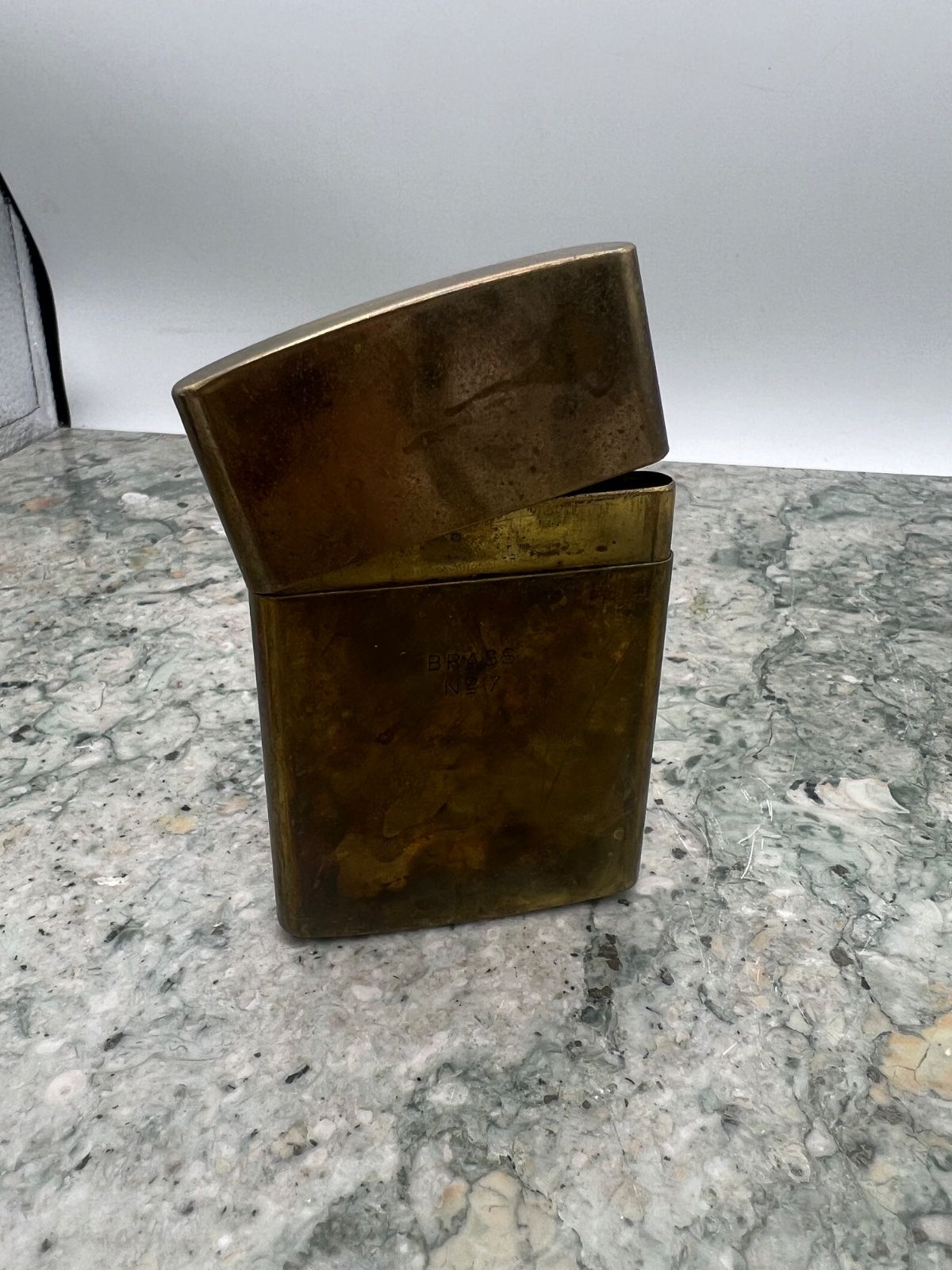 Vintage Brass Cigarette Case or Card Holder with Patina 2