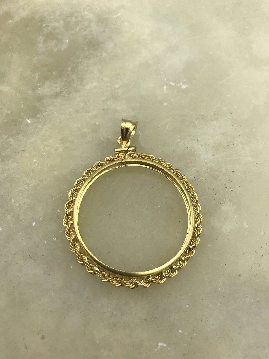 14k Gold Rope 1oz Gold Krugerrand Coin Bezel