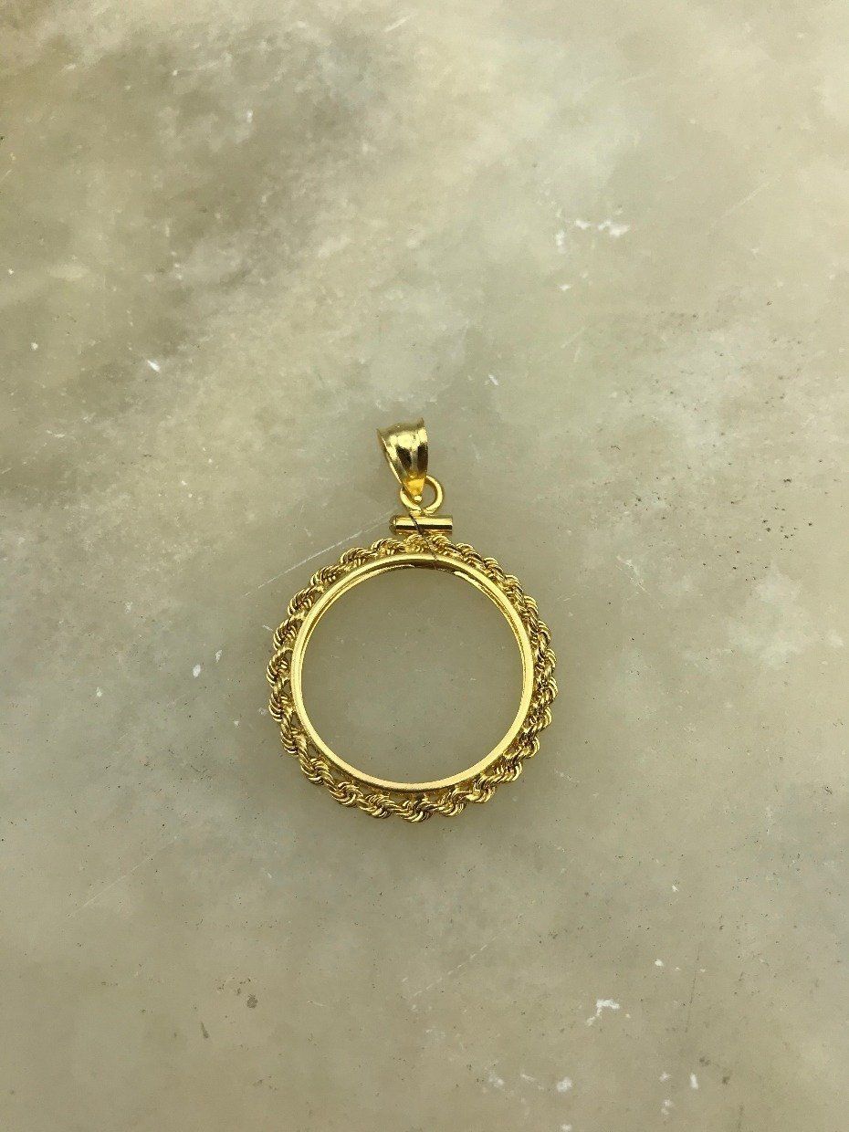 14k Gold Rope 1/4oz Eagle Coin Bezel