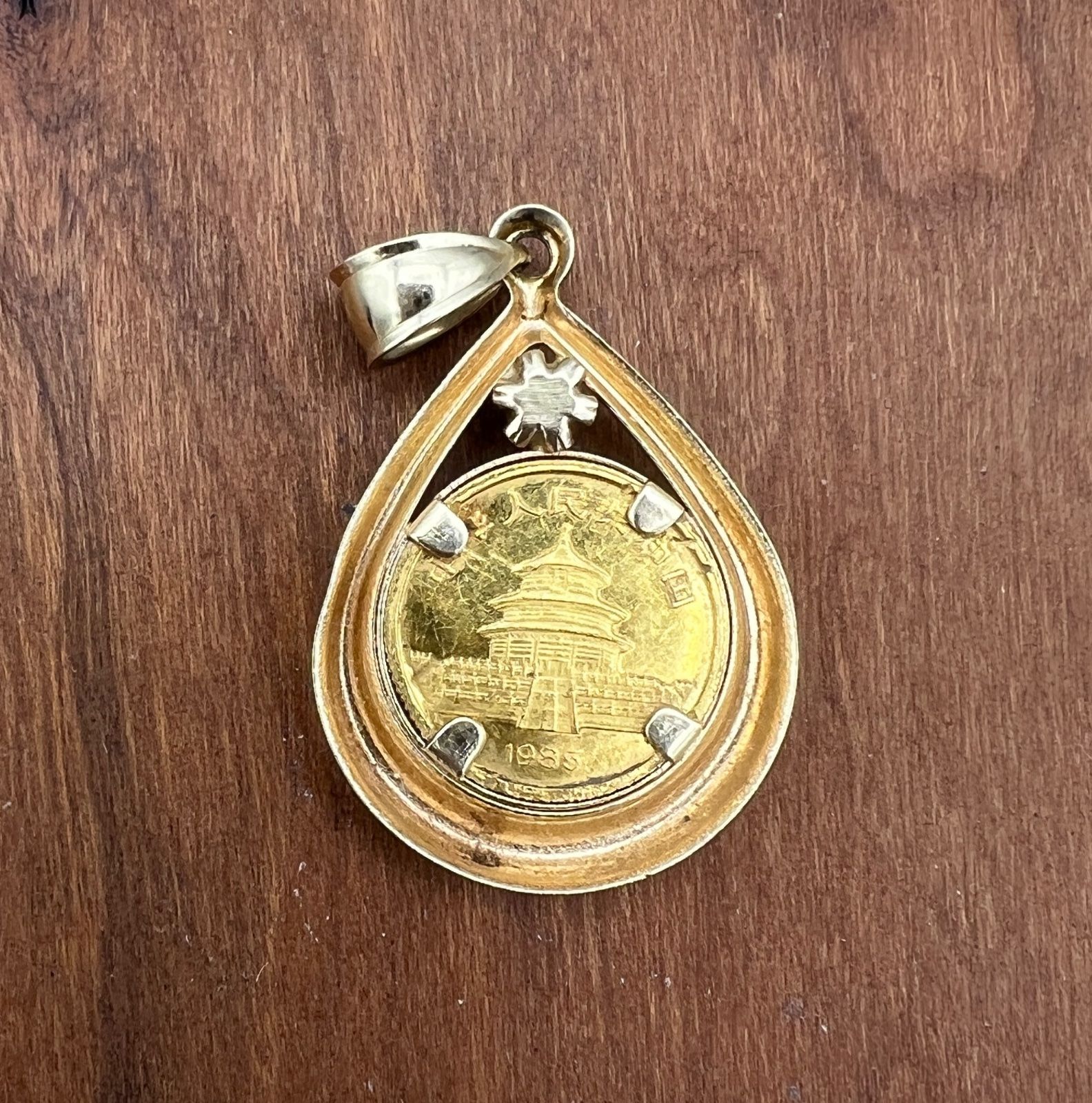 14K Gold Pendant with 1/20 oz Chinese Gold Panda Coin & Diamond 2