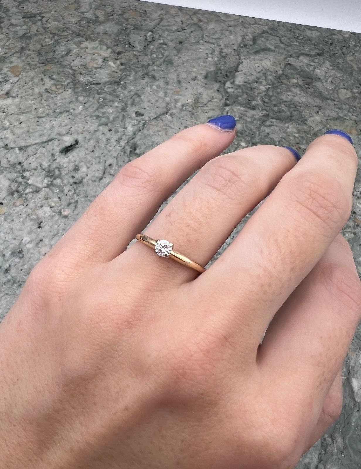 14K Gold Diamond Solitaire Engagement Ring Round Brilliant Cut. Sz. 5.75 3