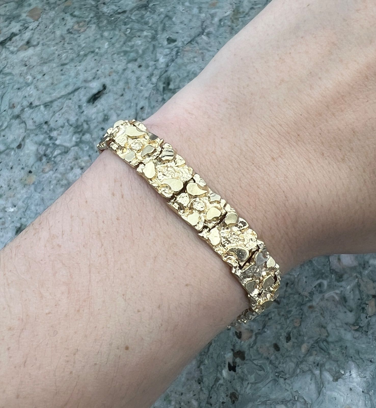 14K Yellow Gold Nugget Style Link Bracelet 3