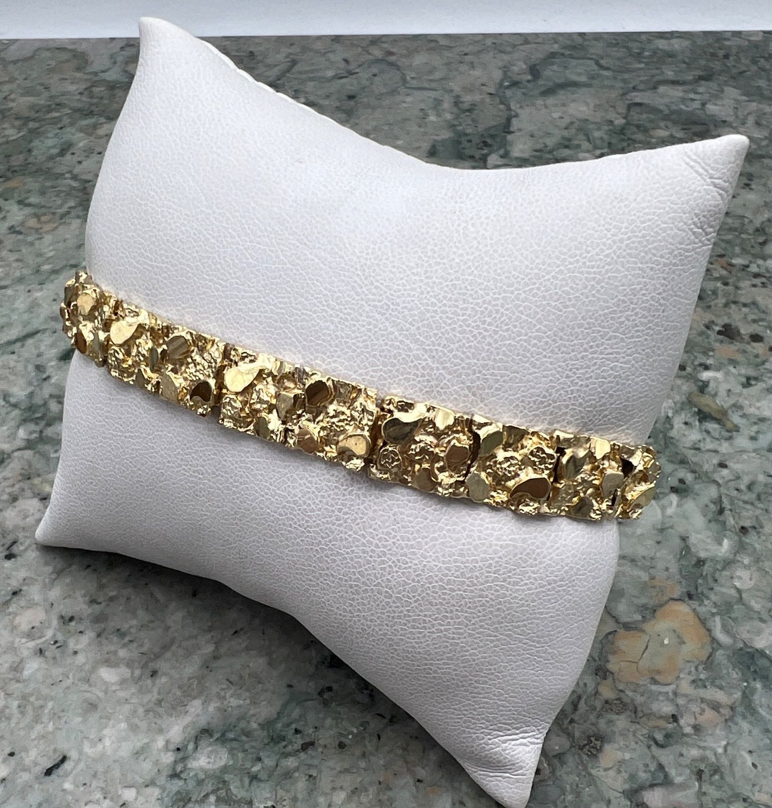 14K Yellow Gold Nugget Style Link Bracelet 2