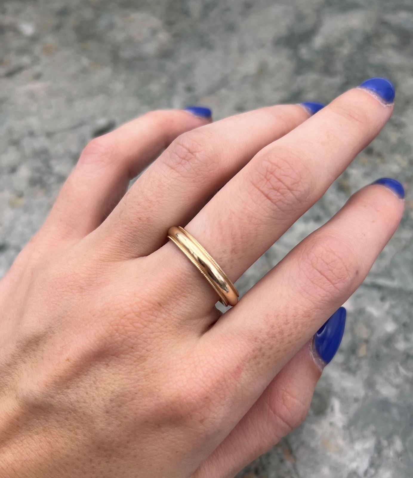 14K Gold Milgrain Wedding Band Ring Classic Style. Sz. 8.75 3