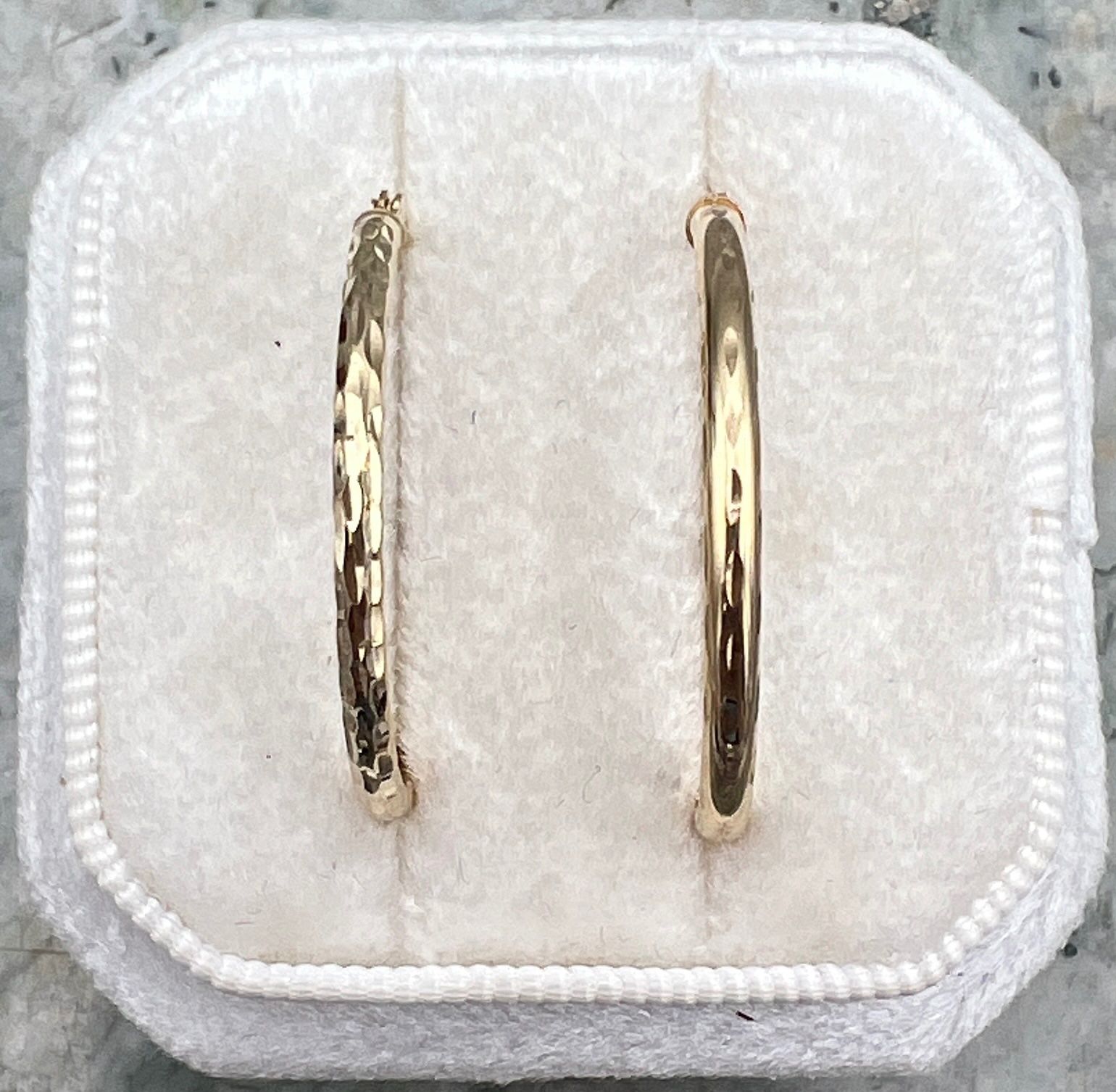 10K Yellow Gold Hammered Hoop Earrings