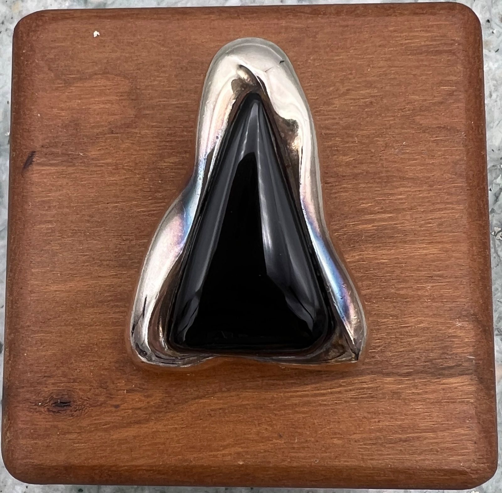Sterling Silver .925 Pendant with Black Onyx Stone Modernist Design