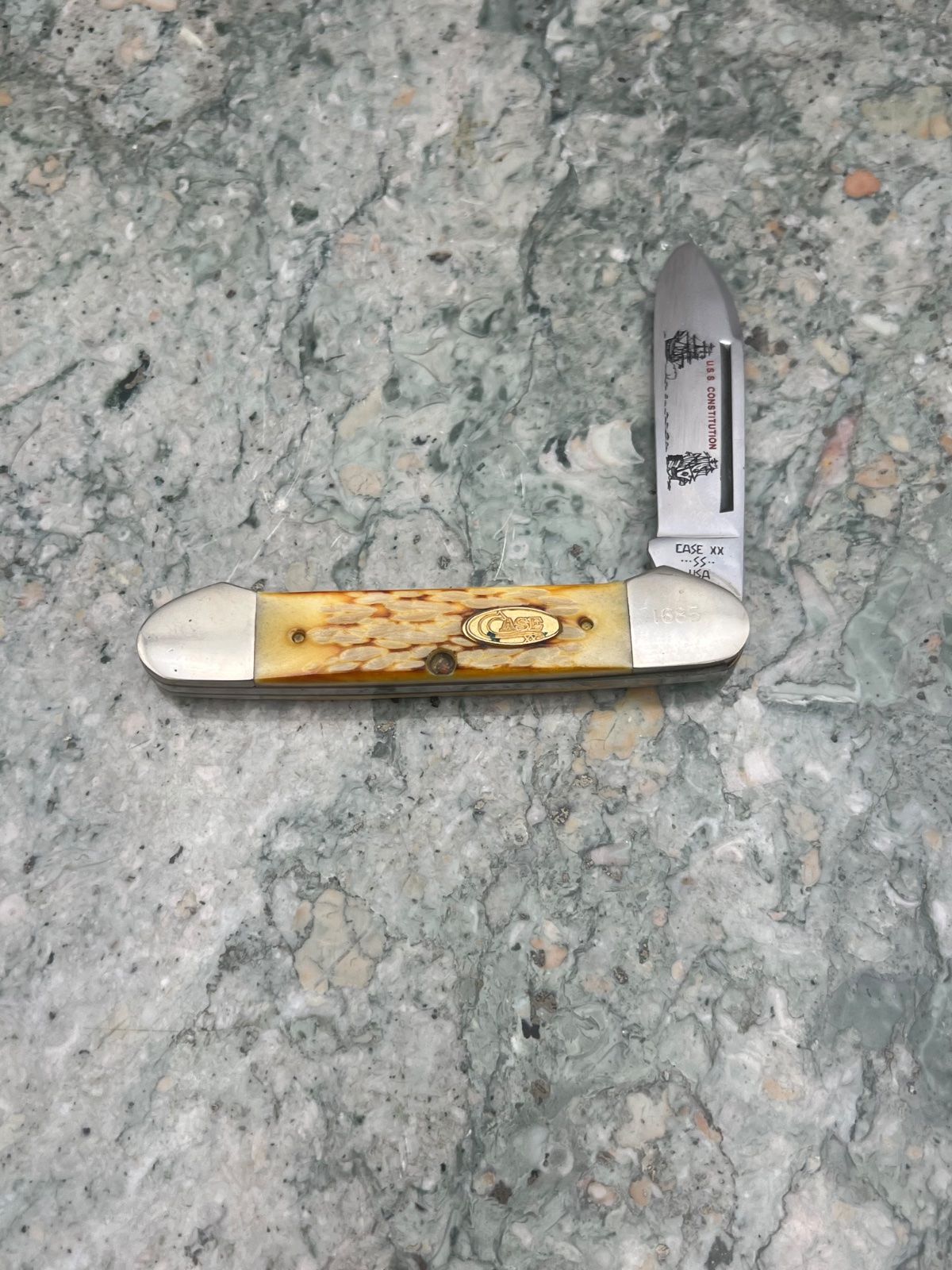 1985 Case XX 6194 SS U.S.S. Constitution Gunboat Canoe Knife #1685 2