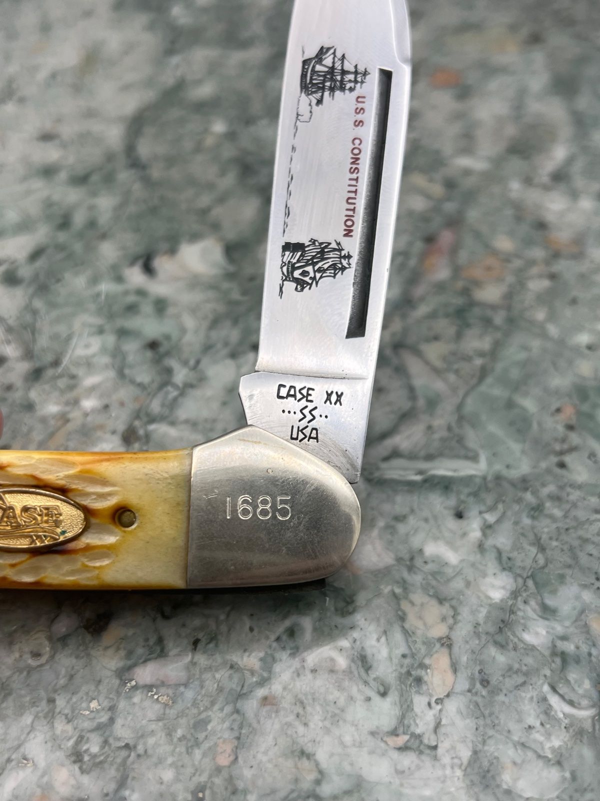 1985 Case XX 6194 SS U.S.S. Constitution Gunboat Canoe Knife #1685 4