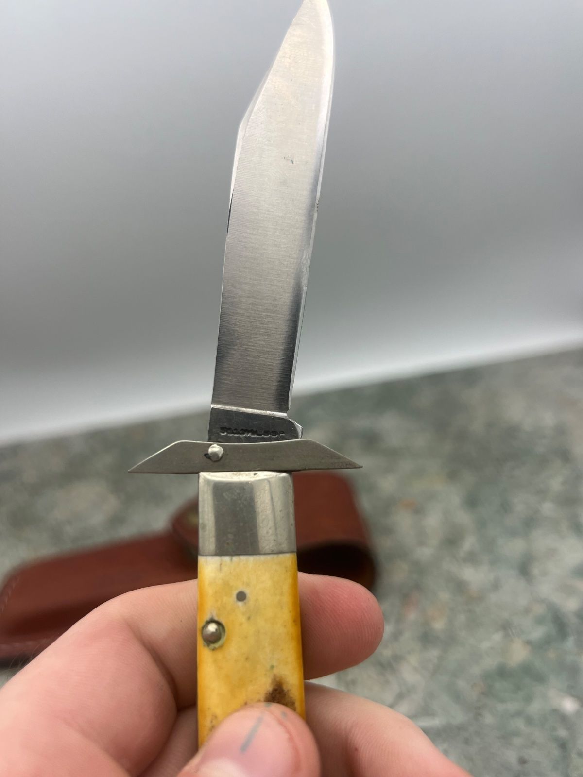 1977 Case XX P197 L SSP Shark Tooth Knife 3 Dot Etched Blade w/ Sheath 2