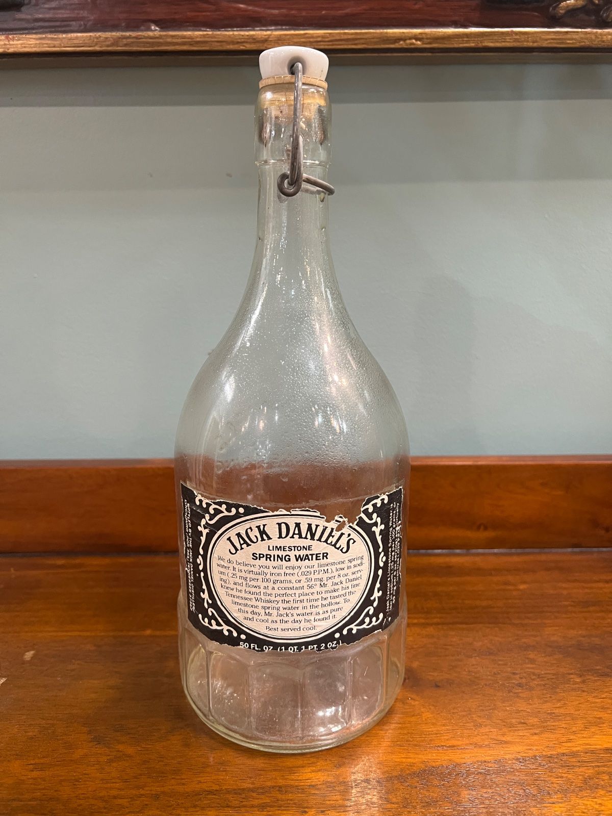 Vintage Jack Daniel's Limestone Spring Water Glass Bottle w/ Swing Top