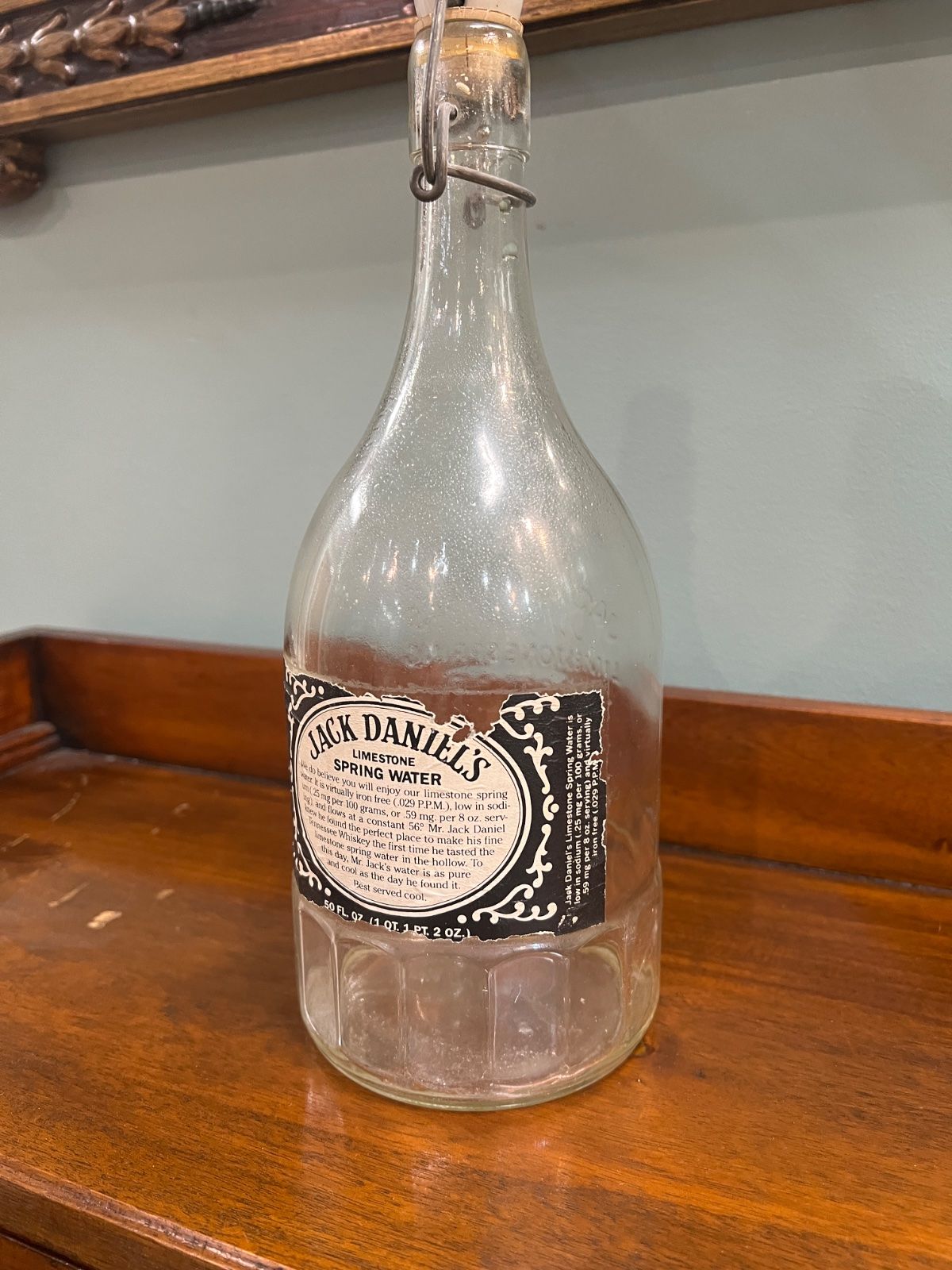 Vintage Jack Daniel's Limestone Spring Water Glass Bottle w/ Swing Top 2