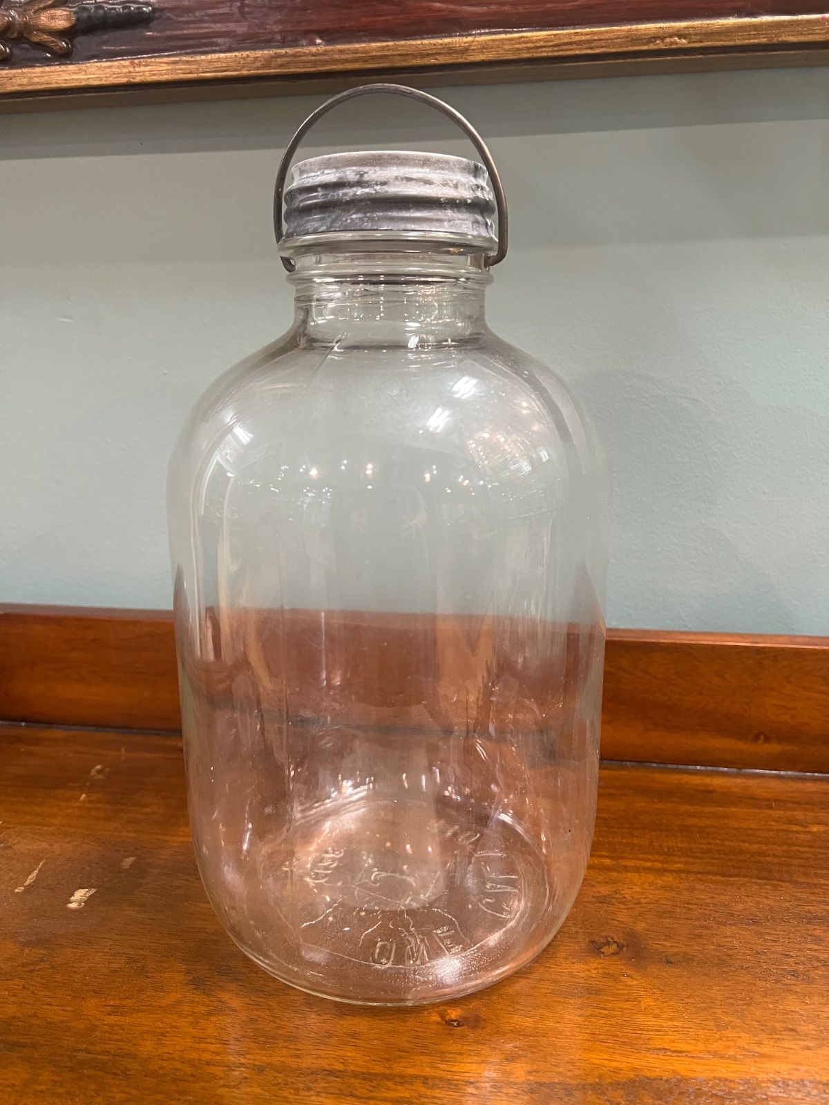 Made in Jackson, Mississippi Vintage Glass Gallon Jug with Metal Bail Handle