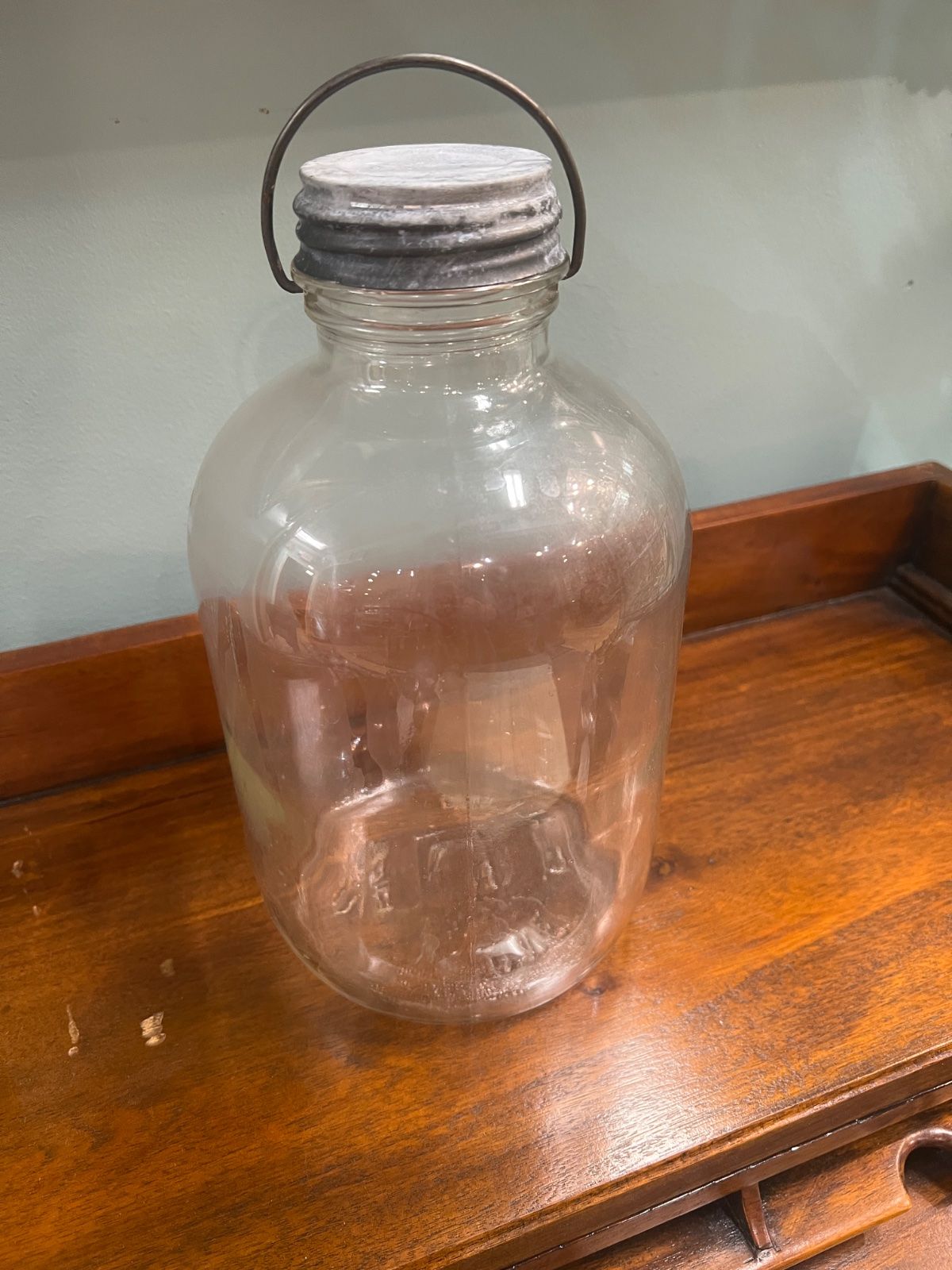 Made in Jackson, Mississippi Vintage Glass Gallon Jug with Metal Bail Handle 2