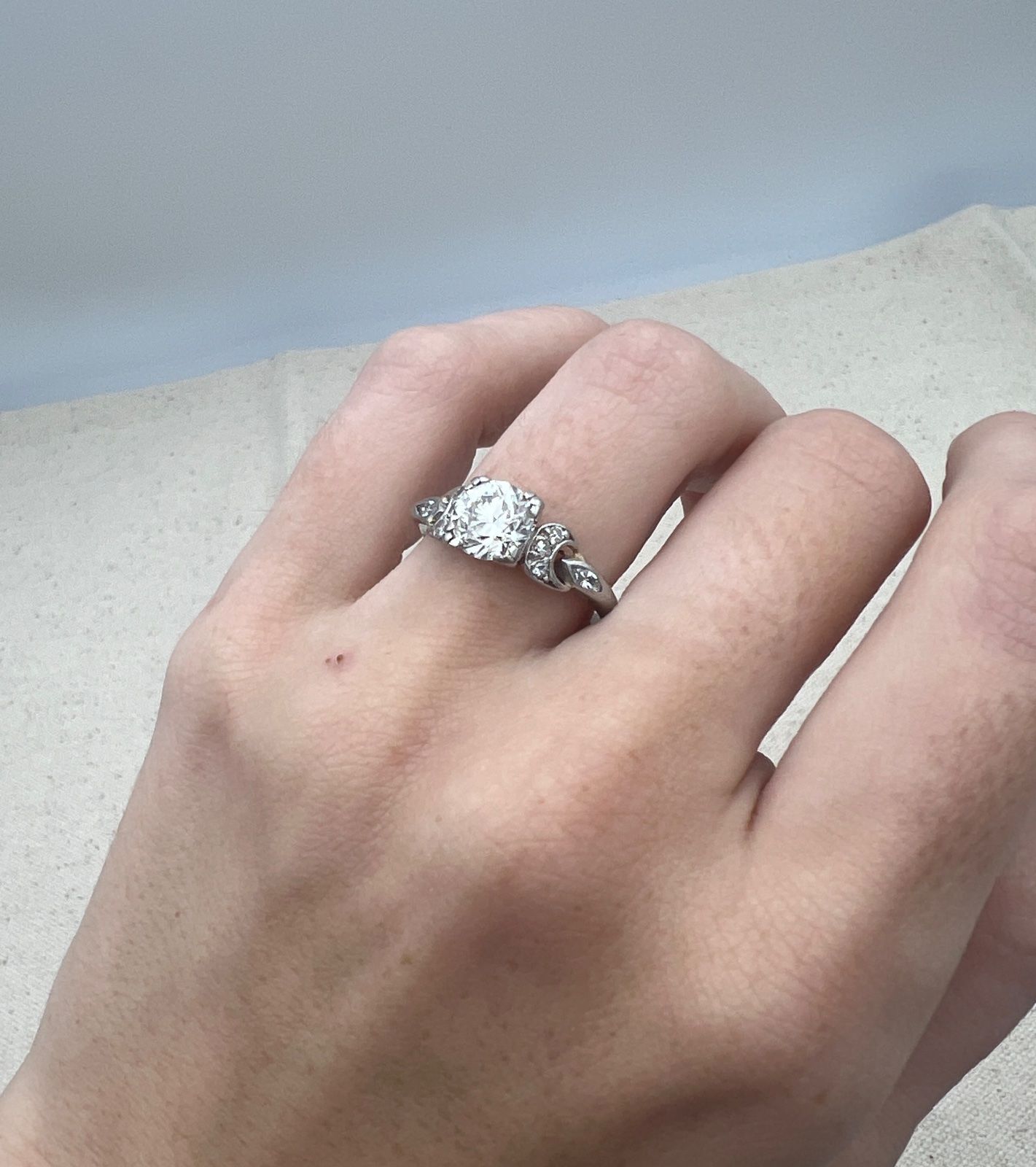 Antique Platinum Diamond Engagement Ring Art Deco Style 1.25 CTW. Sz 7.25 3