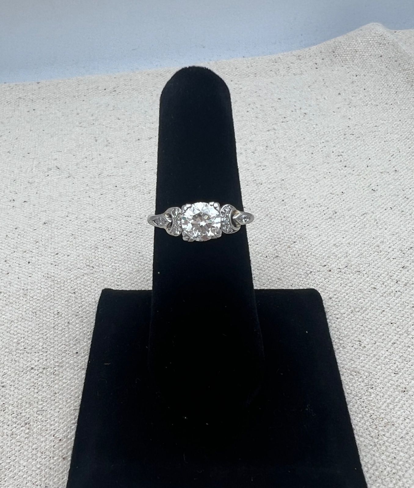 Antique Platinum Diamond Engagement Ring Art Deco Style 1.25 CTW. Sz 7.25 2