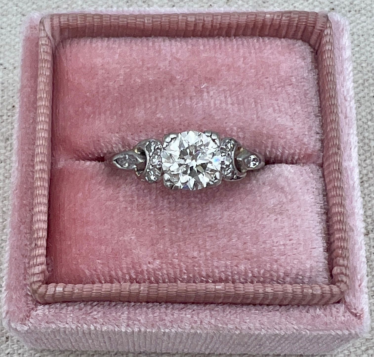 Antique Platinum Diamond Engagement Ring Art Deco Style 1.25 CTW. Sz 7.25