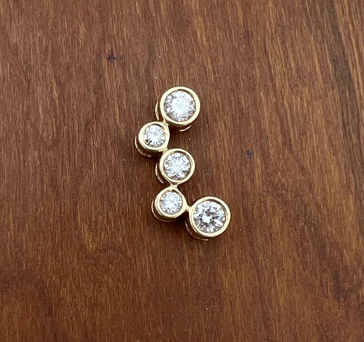 14K Gold Diamond Bubble Pendant 0.45 CTW Bezel Set Crawler